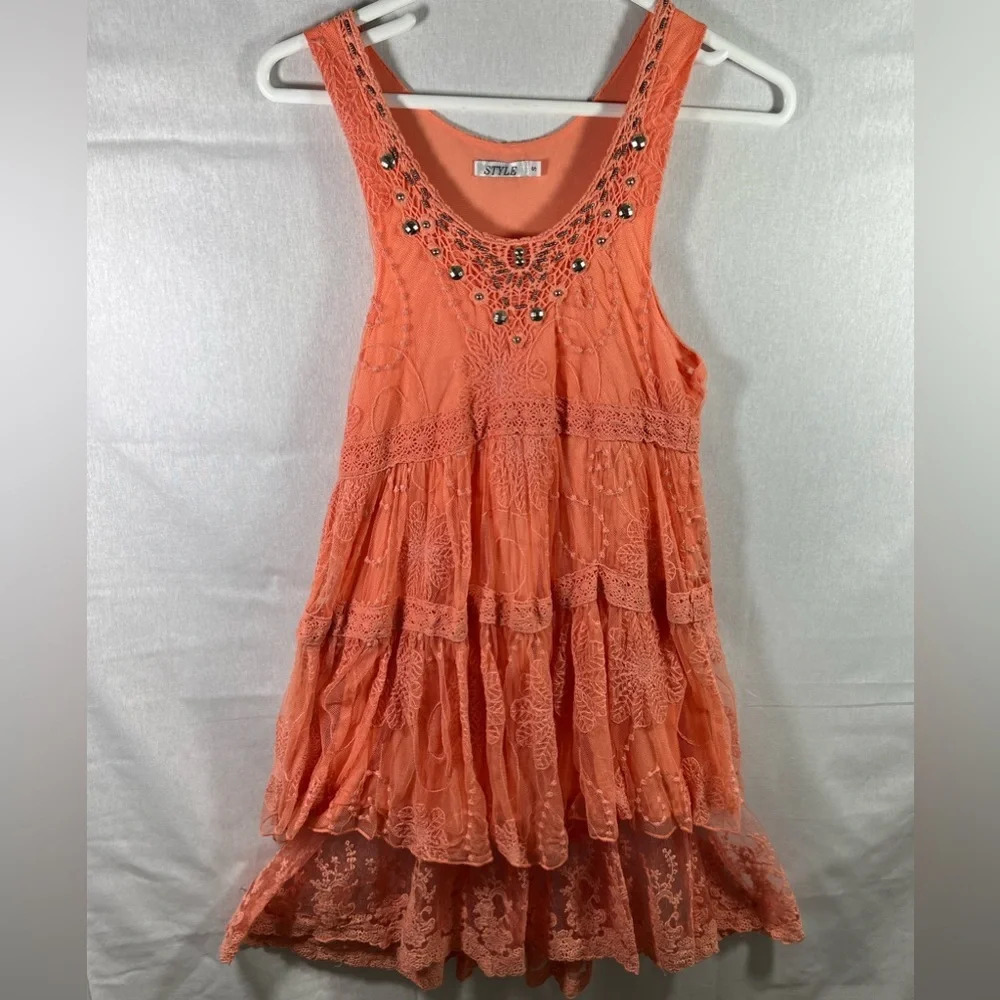 Lace boho dress embellished